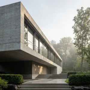 Elevated Woodland Concrete Gallery Home