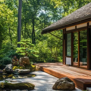 Wooden Tranquility: A Zen Oasis Amidst Green Giants