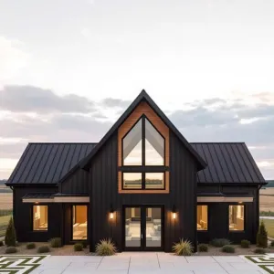 Ebony Barn Elegance in Open Expanse