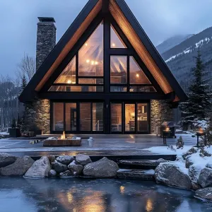 A-Frame Aurora Amidst Pines
