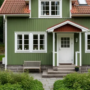 Chic Green Getaway with Red Roof Appeal