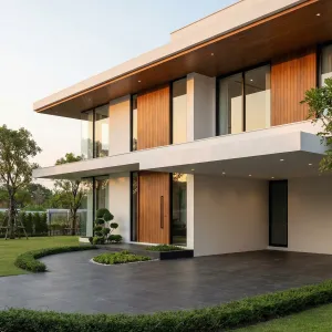 Warm Timber Bands Courtyard Mansion