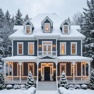 Starlit Porchline Winter Manor