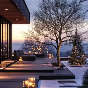 Cozy Modern Deck Under A Winter Sky