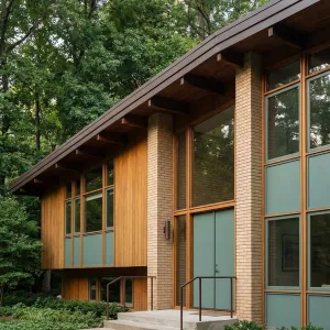 Woodland Brick And Teal Midcentury Escape