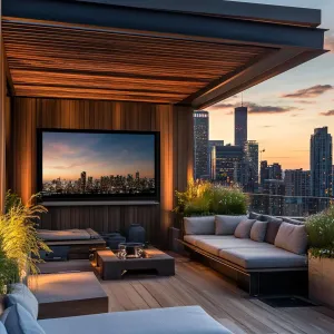 Rooftop Cinema With Projector and Screen
