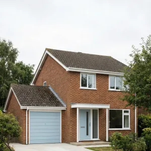 Powder Blue Door Brick Suburban Gem