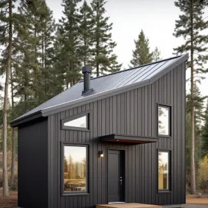 Modern Charcoal Barn with a Dash of Pine