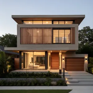 Sunset Slatted Concrete Terrace House