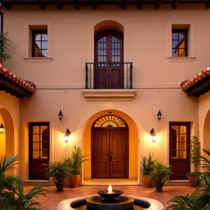 Terracotta Villa with Fiery Fountain
