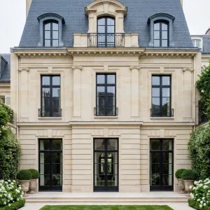 Formal Courtyard Mansion In Creamstone