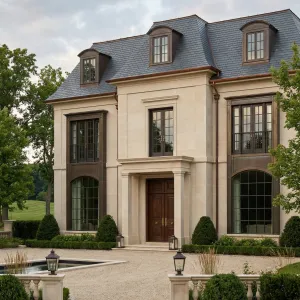 Slate Mansard Villa With Bronze Accents