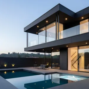 Jet Slate Cantilevered Pool House