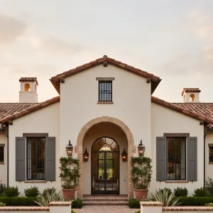 Arched Portico Spanish Revival Cottage