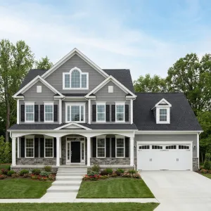 Slate Siding Colonial With Front Porch