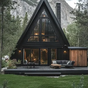 Charred Wood Cladding With Matte Black Steel Accents