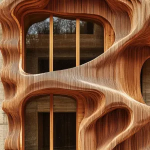 Wooden Ripple Extravaganza: A Ribbed Facade Fantasy