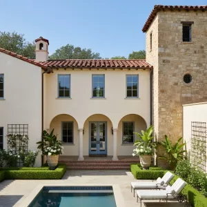 Arcaded Courtyard With Clay Tile Roof