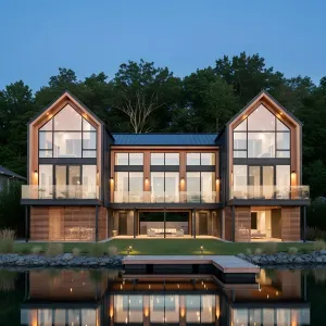 Twin-Gabled Glass Lake Retreat