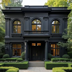 A Charcoal Chateau with Verdant Elegance