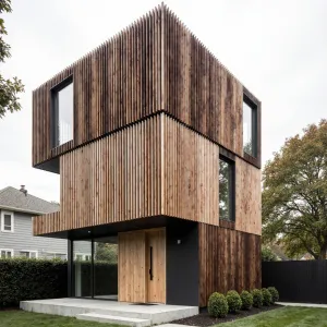 Vertical Timber Delight: The Slatted Marvel