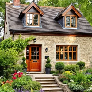 A Cozy Brick Cottage with Floral Flourish