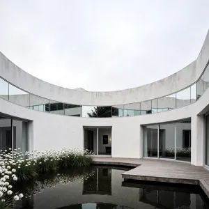 Curvilinear Calm: A Pondside Escape