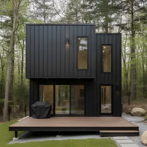 Charcoal Cabin With Forest Deck