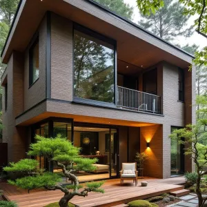 Modern Zen Haven Among Whispering Woods