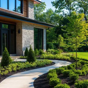Preview of Contemporary Facade with a Serpentine Garden Welcome