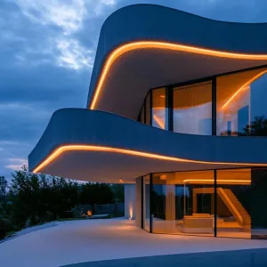 Overhanging Eaves With LED Lighting