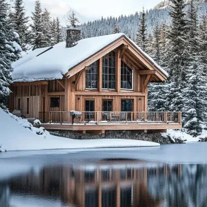 Lakeside Lodge Lulled by Winter’s Charm
