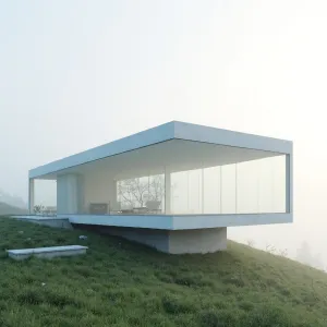 Elegantly Suspended: A Modern Retreat Over Misty Slopes