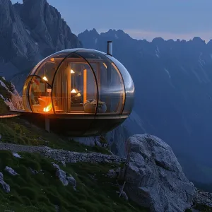 Suspended Glass Sphere Cabin