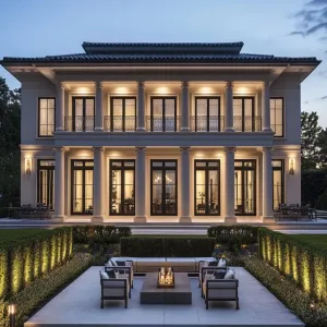 Illuminated Villa with Columned Majesty