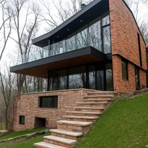 Modern Brick Marvel Perched on a Slope