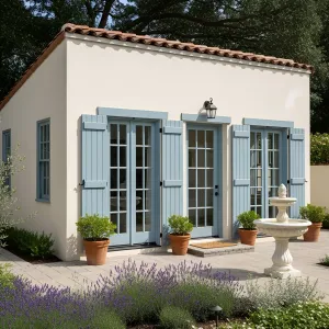 Sunny Delight with Baby Blue Shutters