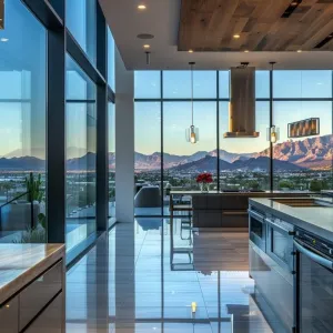 An Open-concept Kitchen With Floor-to-ceiling Windows