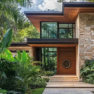 A Sunlit Serenade: Tropical Stone and Glass Delight