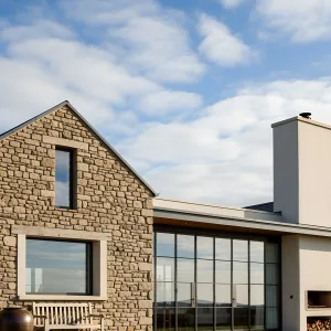 Stone Facade and Sunny Glass