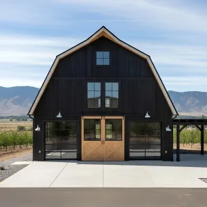 Charcoal-Gable Vineyard Barn Home