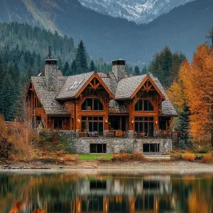 Mountain Mansion Reflecting on Tranquility