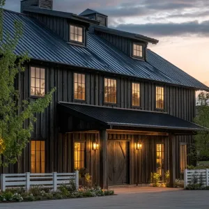 Cozy Barn House at Dusk