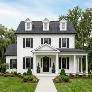 Elegant Portico Colonial With Side Veranda