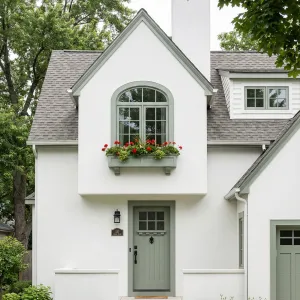 Storybook Mint Trim Stucco Cottage