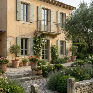 Sunlit Courtyard With Sage Shutter Charm