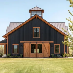 Navy Blue Siding and Orange Trim