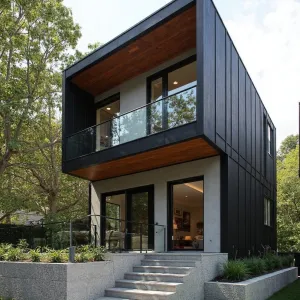 Shadowbox Balcony, Glass And Ember Wood