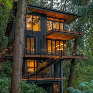 Treehouse-inspired Multi-level Cabin