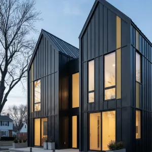 Gabled Inksteel Twin House